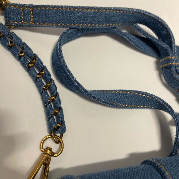 House of Harlow 1960 Denim Crossbody Purse Bag Adjustable Strap Chain Buckle - Picture 6 of 10